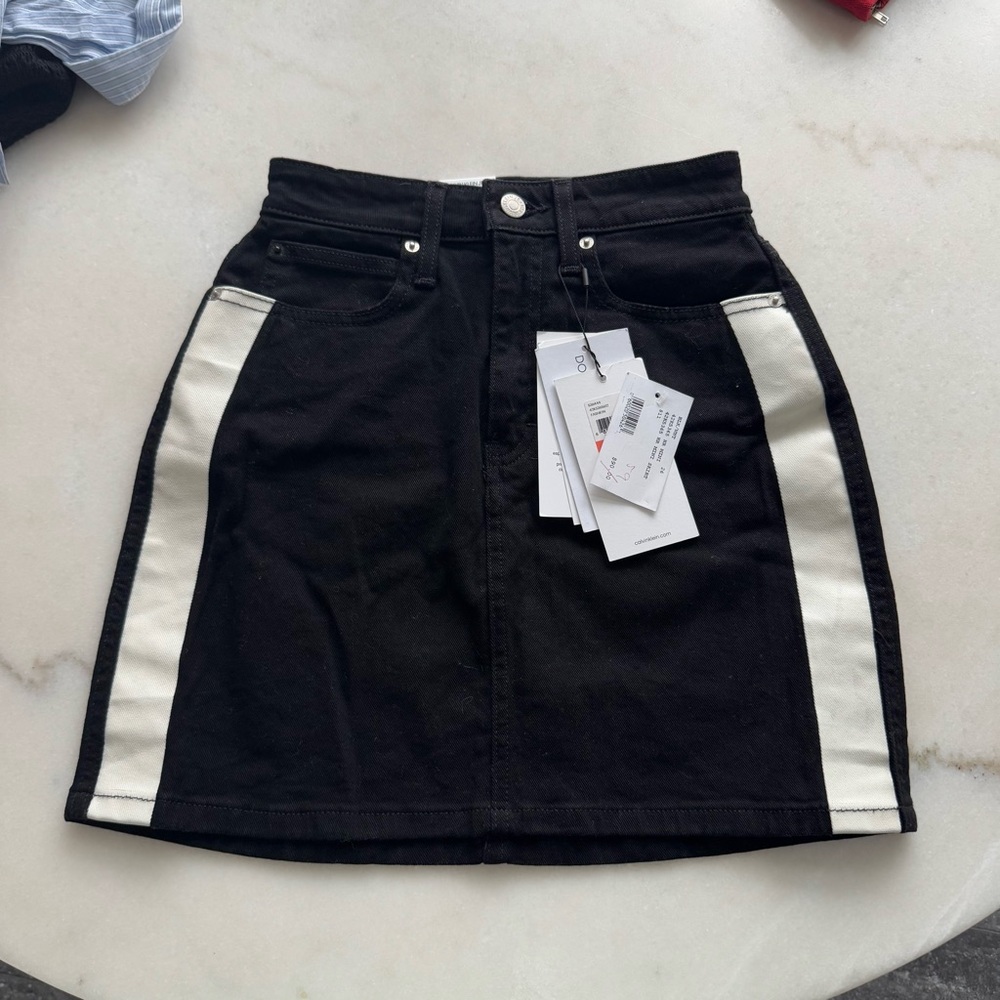 Calvin Klein Black and White Mini Skirt
